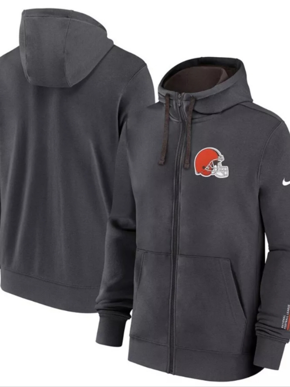 2XL Men's Nike Anthracite Cleveland Browns Primetime Club Full-Zip Hoodie